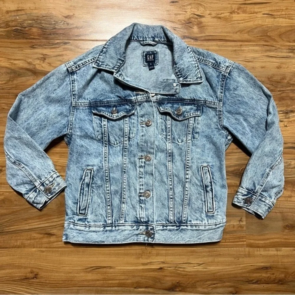 GAP Denim Jean Jacket Girls Medium / 8 Trendy‎ Denim Acid Wash